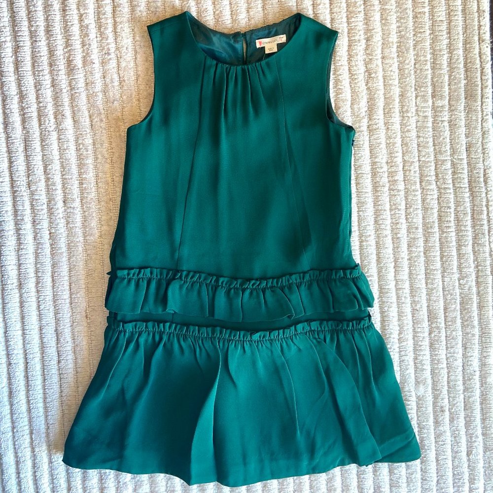 J Crew Crewcuts crepe green ruffled dress with pockets, Girls size 6, NWT - Picture 1 of 10